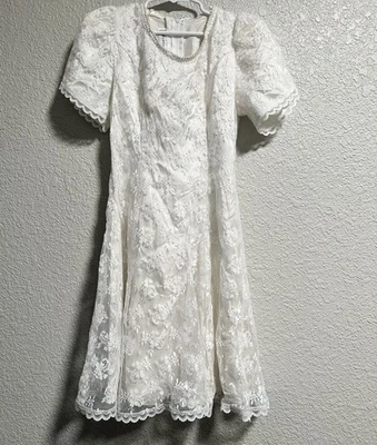 Vestido Vintage Marfil Encaje Jessica McClintock Romántico Nupcial Niña Florista, Talla 12 Foto 1 de 4