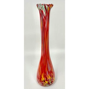 Vintage Nasco Products Del Coronado Art Glass Vase Multi Color Confetti - Picture 1 of 8