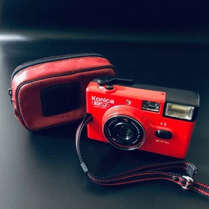 🍙WIE BESEHEN mit Hülle🍙Konica EFJ Auto Date rote analoge Kompaktkamera 35 mm von JP - Bild 1 von 20