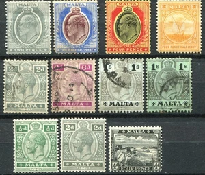 (945) 11 VERY GOOD 1904 & 1914 MALTA EDVII & GV ISSUES 7 x M.MINT & 4 x USED - Picture 1 of 1