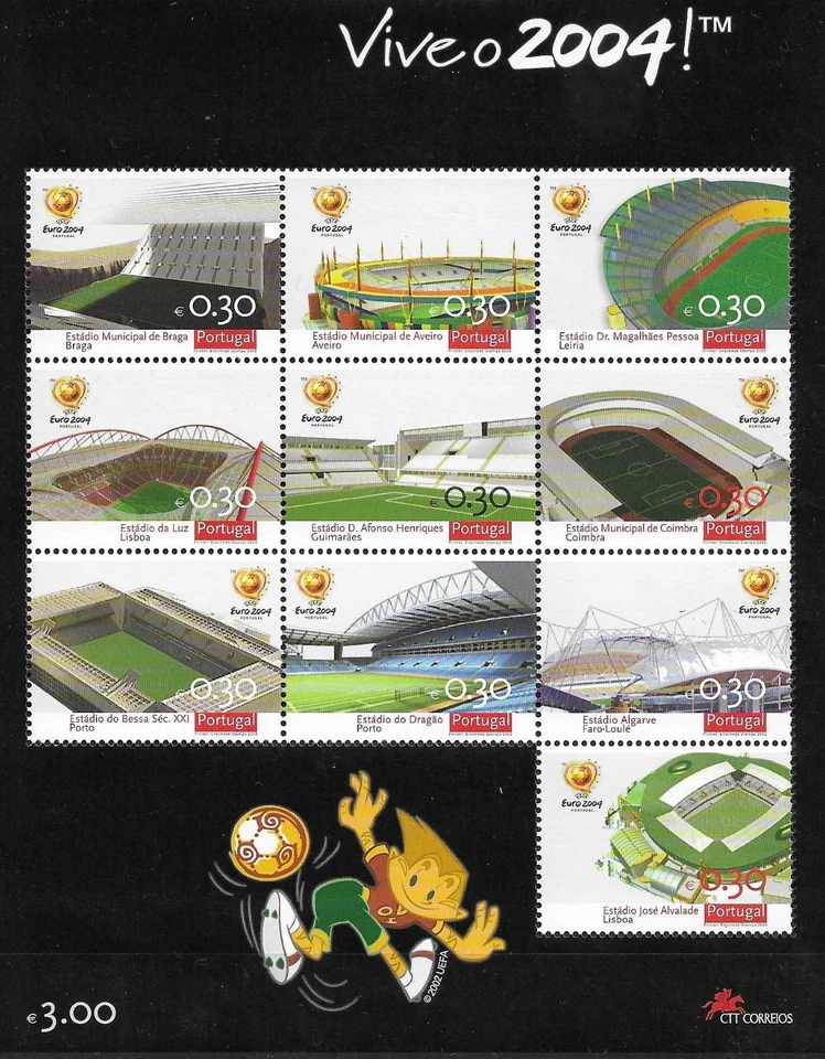 European Football Cup 2004 Português Portugal Stadiums Mint MNH  2004 Foto 1 de 1