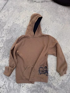 Vintage Y2K Outlooks Hoodie Braun Skater Grunge Jesus Large - Bild 1 von 4