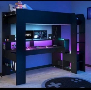 Hochbett Etagenbett  Gamingbett 90x200 mit Schreibtisch  - Bild 1 von 1