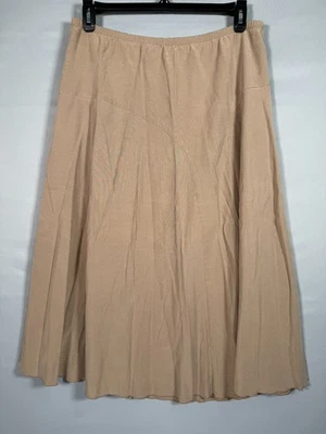J. Jill Skirt Womens Large Petite Midi A-Line Flare Brown Tan Casual Stretch - Image 1 of 4