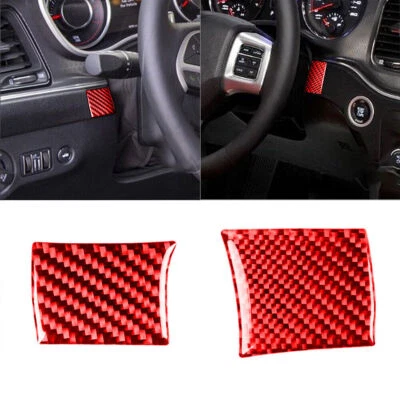 Cubierta decorativa de volante de fibra de carbono roja para Dodge Charger 2015+ Foto 1 de 4