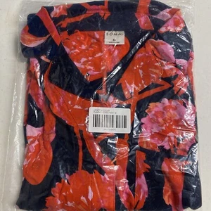 SOMA Cool Nights Women’s Pajama Top Notch Collar Flamingo Soirée Med New - Picture 1 of 4