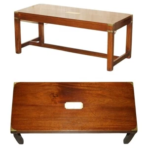 FULLY RESTORED MAHOGANY KENNEDY HARRODS LONDON MILITARY CAMPAIGN COFFEE TABLE - Picture 1 of 18