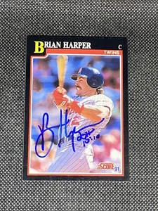 Brian Harper Minnesota Twins 1991 Score Firmato Auto Card #312 ~ Certificato di autenticità - Foto 1 di 3