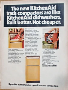 Kitchen Aid Trash Compactor Harvest Gold Hobart Troy OH 1972 Print Ad 9 x 12" - Picture 1 of 3