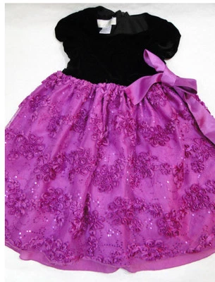 American Princess Black Velvet and Violet Purple Sequined Fancy Dress Size 6 - Image 1 of 4