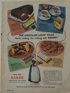 1948 Walter Baker Schokolade und Kakao Vintage Essen Trinken Werbung - Bild 1 von 1