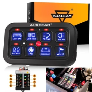 Car Auxbeam 8 Gang Switch Panel BB80 Universal On-Off LED Switch Pod Switch Box - Picture 1 of 12