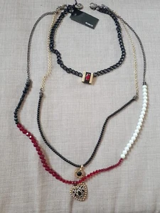 MIMCO 3 IN 1 ENIGMA TRI0 STRAND NECKLACE JET BLACK + D'bag RRP$199 new ❤❤❤ - Picture 1 of 11