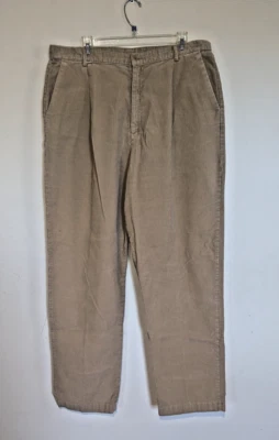 Pantalones de pana Lands End para mujer talla 18 alto marrón plisado tiro alto pierna recta Foto 1 de 4