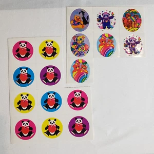 17 VTG Lisa Frank Vintage Stickers Lot Panda Bears Teddy Hearts Cats - Picture 1 of 4