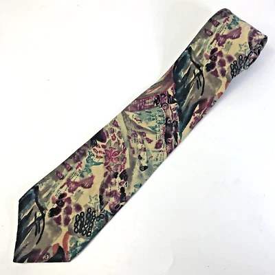 Reflections by Albert Nipon Silk Tie – 57" Handmade USA Vintage Abstract GUC - Image 1 of 4