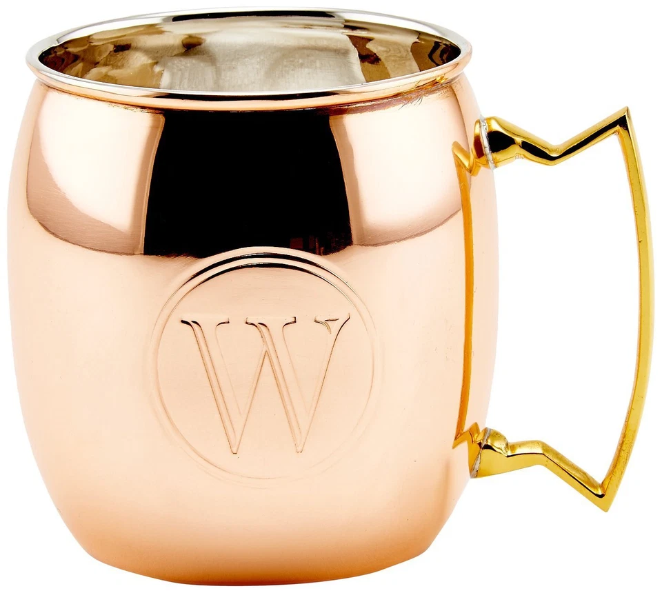 Old Dutch 16 унций Московская кружка-мул из цельной меди с монограммой, W - Изображение 1 из 1