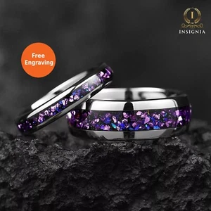 Galaxy Nebula Alexandrite & Sandstone Tungsten Men & Women Wedding Ring 4/6/8mm - Picture 1 of 14