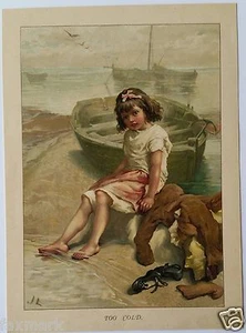 "Too Cold" Illustration by John Lawson - from "Childhood Valley" Book - 1890's - Picture 1 of 2