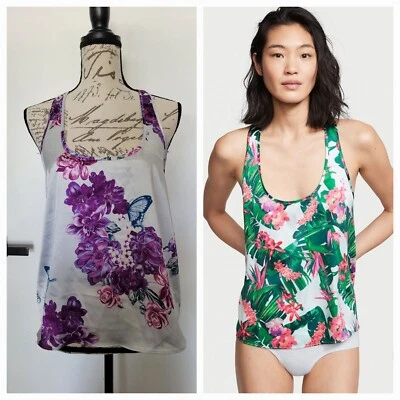 Camiseta sin mangas Victoria's Secret satinada espalda cruzada floral talla S Foto 1 de 4