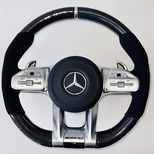 Volant Mercedes AMG Fibre Carbone Alcantara Airbag Cuir W204 W205 W177 C118 W222 - Afbeelding 1 van 8