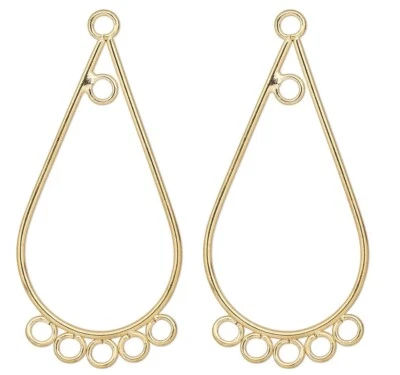 10 conectores de pendiente de araña lágrima de acero chapado en oro 35x16 mm con 6 bucles Foto 1 de 2