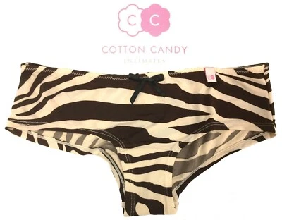 Bikini para mujer Cotton Candy Intimates descarado Boyleg bragas cebra crema/marrón Foto 1 de 4