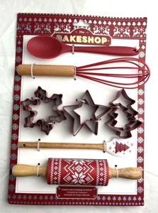 THE BAKESHOP Cookie Cutter Utensil Set Snowflake heart Santa Gnome 10 piece set - Picture 1 of 8