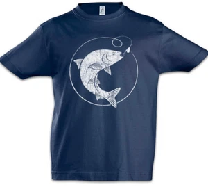 Fishing II Boys T-Shirt Fun Fish Sea River Angler Rod and Line Sports Sport - Picture 1 of 1