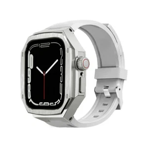 Stainless Steel Metal Case Rubber Strap for Apple Watch Series 10 42mm/46mm - Picture 1 of 25