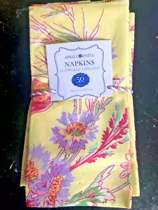 S/10 April Cornell WILDFLOWERS Yellow, Purple, Pink, Green 16" Napkins -- NWT - Picture 1 of 3