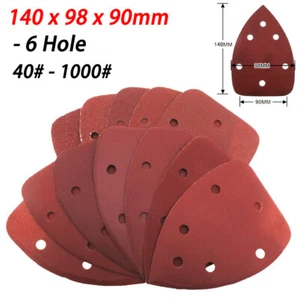 140x98x90mm 6 Hole Red Triangle Sanding Discs Hook & Loop Sandpaper 40# - 1000# - Picture 1 of 22