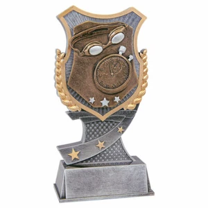 7" Swimming Shield Series Trophy Personalized Free - Picture 1 of 2