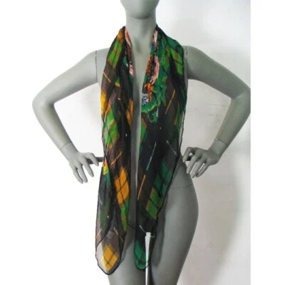 Bufanda London vintage rosa soda XLarge 40"x40" pura floral a cuadros hermosa cortina Foto 1 de 4