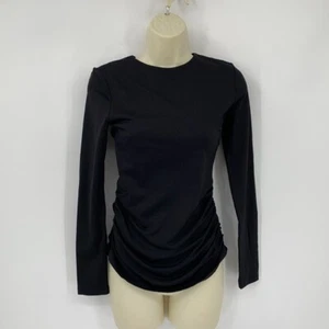 Susana Monaco Crew Gathered Top shirt blouse black top jersey knit new Medium - Picture 1 of 5