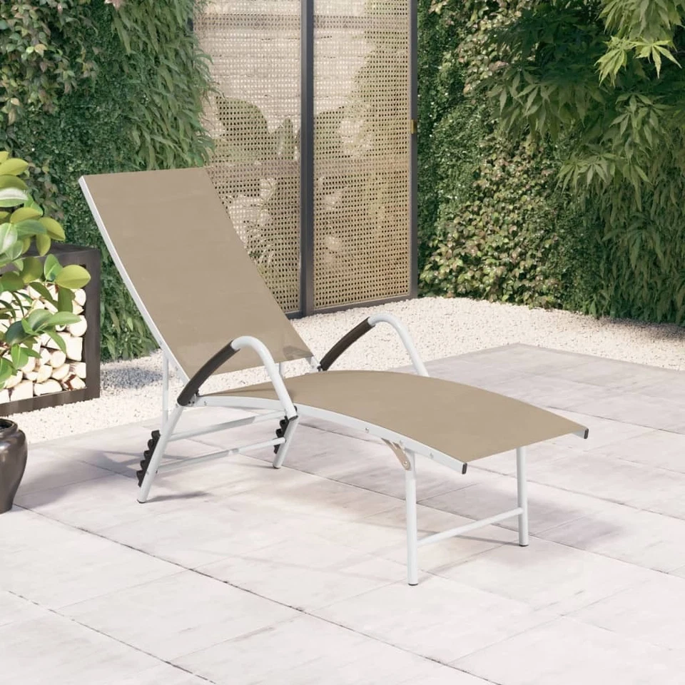Sun Lounger Cream Aluminum Extra High Adjustable Armrests - Image 1 of 4