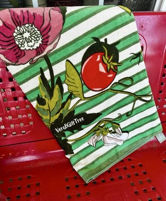 Vera Bradley Beach Towel TOMATO VINES KELLY GREEN Stripes SOFT Plush NWT Sealed - Image 1 of 4