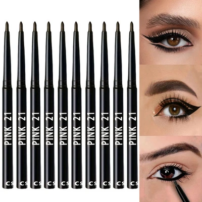 BRANDED 10pcs Black Eyeliner Pencils Waterproof Smudge Proof Long Lasting Twist Makeup