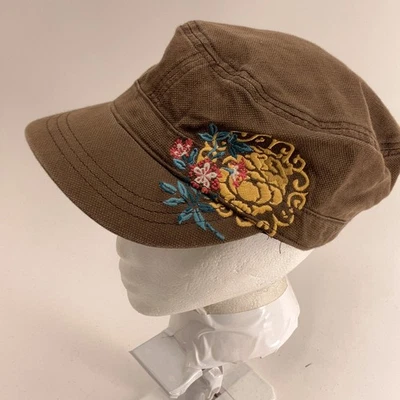 Gorra Cadete Pato Algodón Marrón Marca Lucky con Bordado Flor Azul Dorado Foto 1 de 4