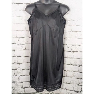 VINTAGE NAN FLOWER Stretch Nylon Slip Coquette Fairygoth Peekaboo Lace Size 44 - Image 1 of 4