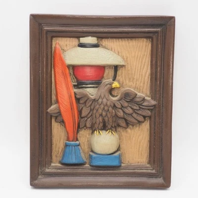 Chalkware Wall Hanging Eagle Pen Oil Lamp - Image 1 of 3