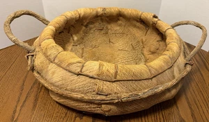 Primitive Large Basket with Handles Palm Husk & Vines 19"-23" - Picture 1 of 7