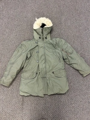 Vintage 80s Military N-3B Cold Weather Parka Zip Up Puffer Jacket Fur Trim Small - Image 1 of 4