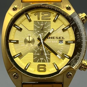 Diesel DZ-4299 Mens Gold Stainless Steel Chronograph Analog Watch WORKS REPAIR - Picture 1 of 10