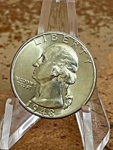 1948 Washington Quarter BU Uncirculated Toning 90% Silver 25c US Coin # PJ 217 - Bild 1 von 2