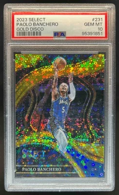 2023-24 Select Paolo Banchero Gold Disco Prizms Courtside #3/10 Magic PSA 10 - Image 1 of 2