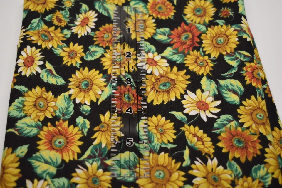 Vtg USA Concord Fabrics JOAN KESSLER fall SUNFLOWER yellow gold green 19" x 45" - Image 1 of 2