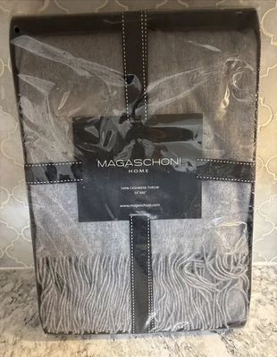 Magaschoni 100% Cashmere Heathered Flannel Throw Blanket (Gray)  READ - Image 1 of 4