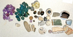 Lote de fósiles minerales de piedras preciosas mixtas de 1 libra amatista piedra de sangre pirita ágata - Imagen 1 de 7