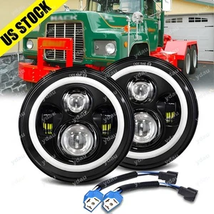 Upgrade for Mack CV713 Granite Dump Truck DOT Approved Halo LED Headlights Turn - Picture 1 of 10